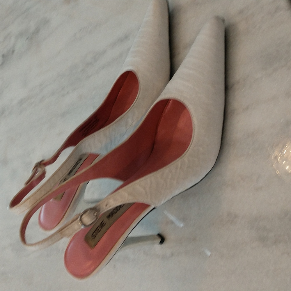 White  sling back stiletto